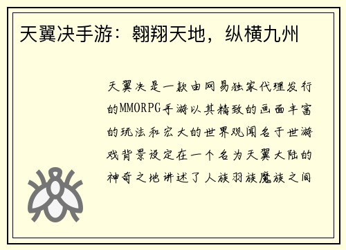 天翼决手游：翱翔天地，纵横九州